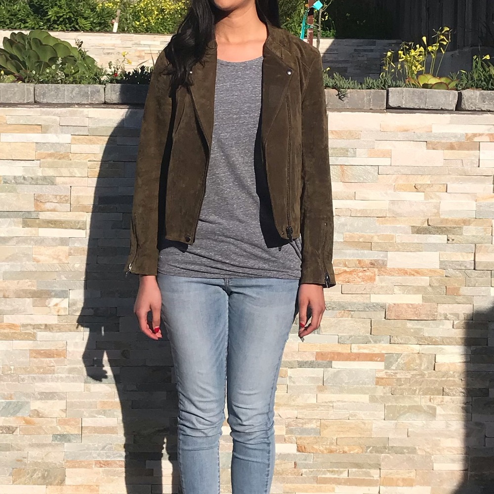 Blank NYC-Suede olive green motorcycle jacket